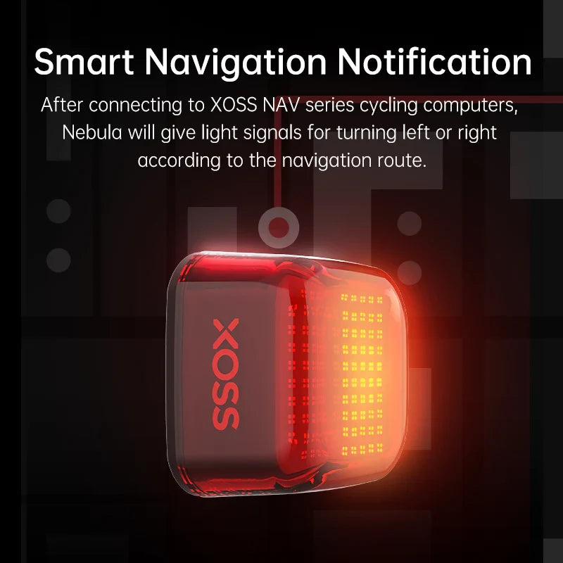 Smart matrix bike tail light glowing red with custom LED pattern and mounting bracket — view 4