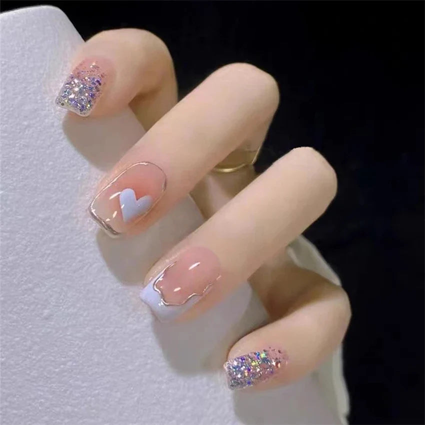 White Small Flower Acrylic Press-On Nails-34