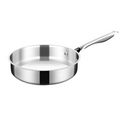 Silver 20cm tri-ply stainless steel frying pan with uncoated surface and Y-shaped handle