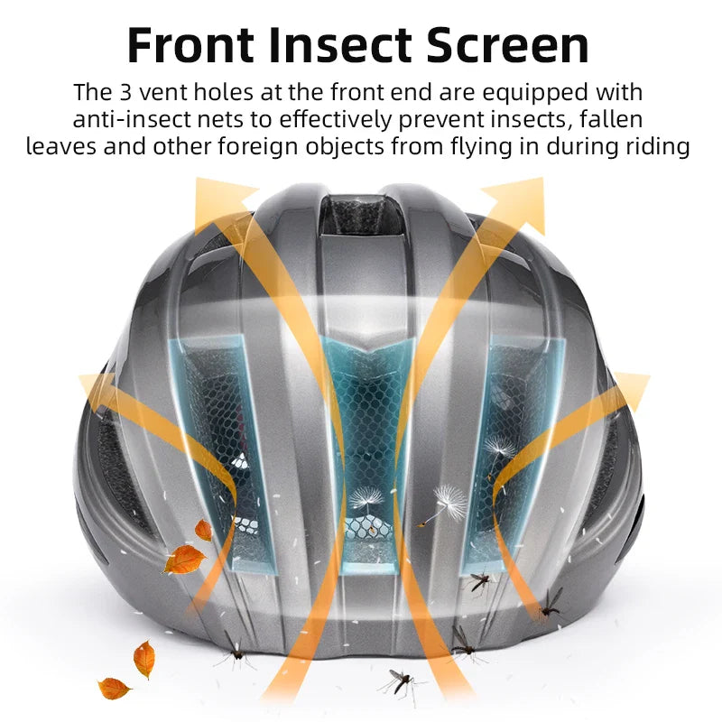Titanium bicycle helmet with integrated USB rechargeable rear taillight and adjustable straps — view 2