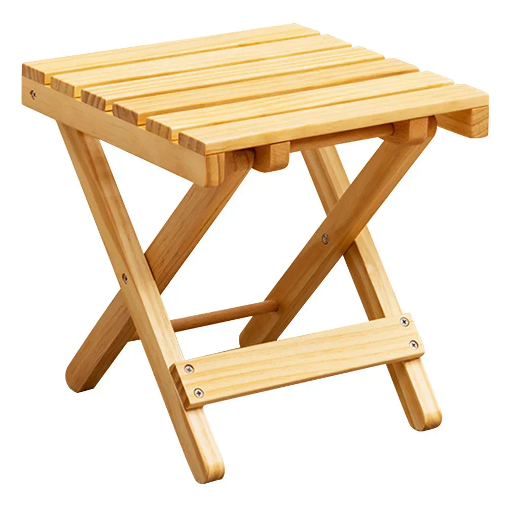 Light yellow collapsible wooden folding table and flower pot rack for outdoor picnics and plants