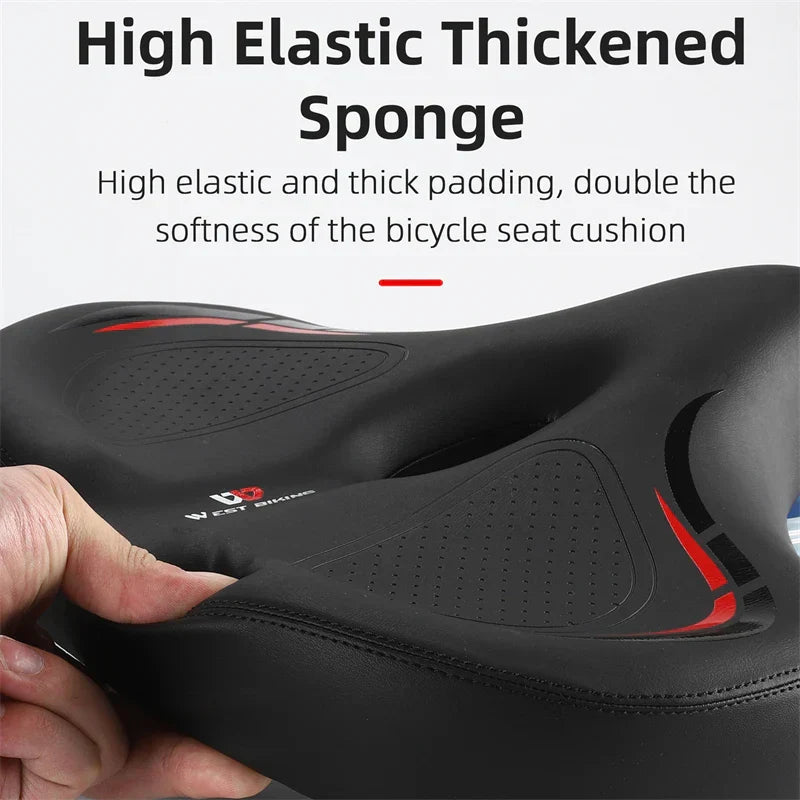 Oversized black artificial leather comfort bike seat with shock absorbing suspension balls — view 4