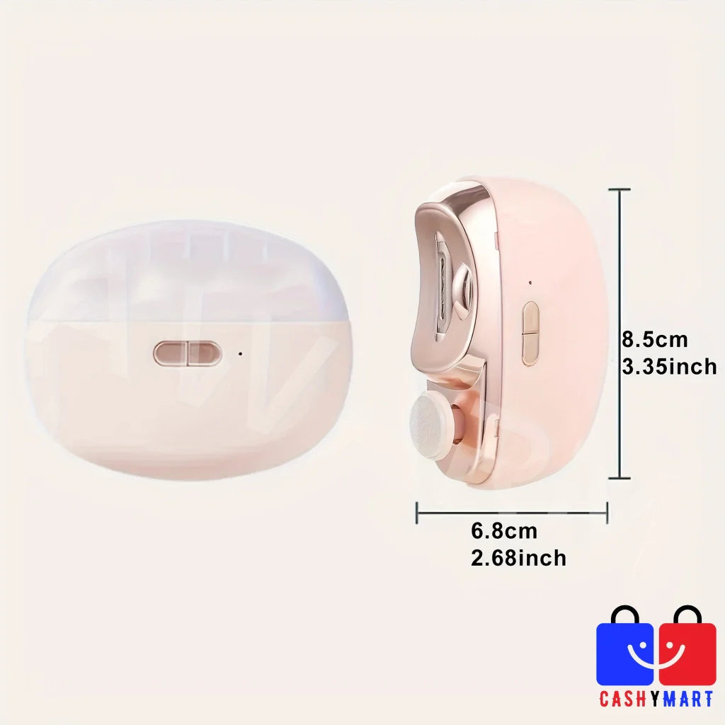Rechargeable electric nail care kit featuring a professional clipper and smoothing buffing attachments — view 4