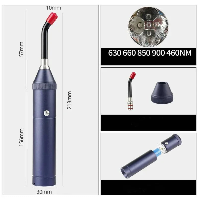 Blue 3-in-1 red light therapy wand for drug-free pain relief and skin healing — view 5