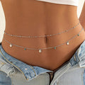 Double layered stainless steel butterfly waist chain belly jewelry for summer bikini beachwear style