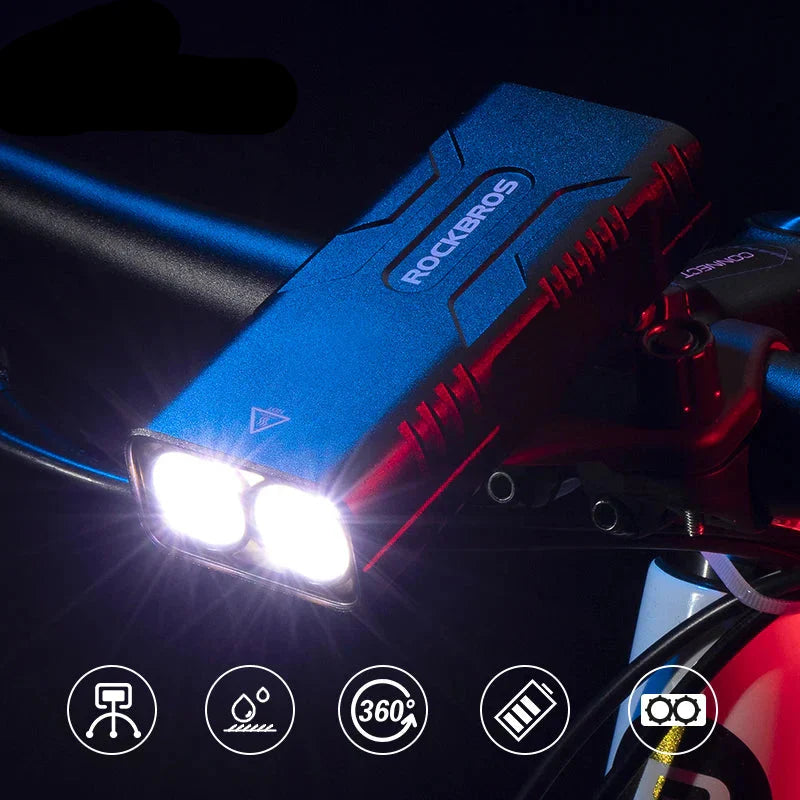 Black 850LM LED bike light with dual T6 lenses and a durable aluminum housing — view 2