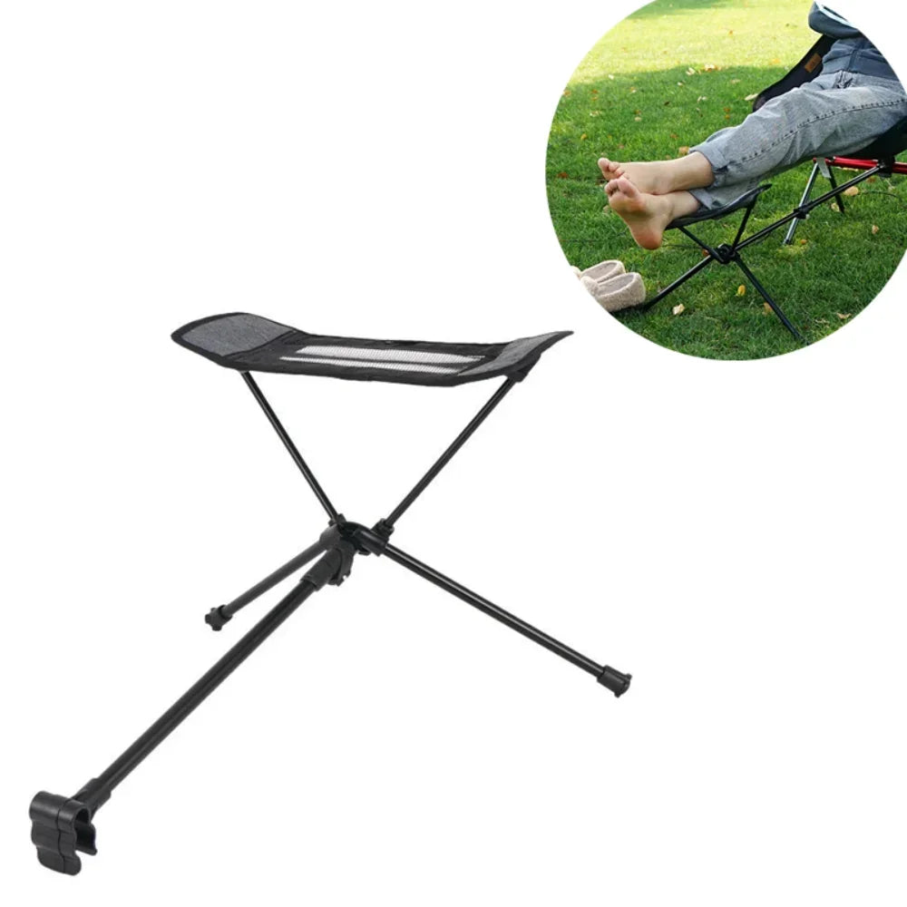 Lightweight folding outdoor camping chair with foot recliner and aluminum frame in outdoor setting — view 2