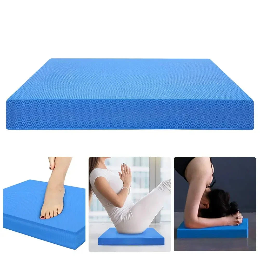 Blue high-density TPE foam balance pad for yoga, core training, and physical therapy. — view 2