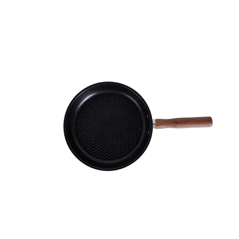 Silver camping non-stick frying pan with detachable sabili wood handle for outdoor cooking — view 2