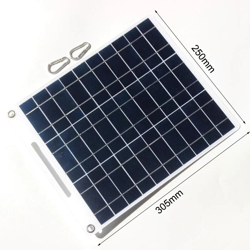 100W waterproof portable solar panel with dual USB ports and carabiners for outdoor camping — view 4