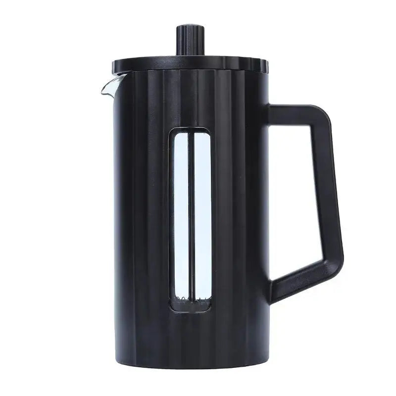 Borosilicate French Press coffee maker in black with glass carafe and stainless steel mesh filter
