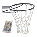 Heavy-duty galvanized steel chain basketball net with standard twelve-mesh hooks for outdoor hoops