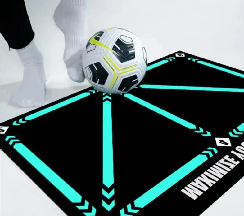 Durable non-slip football training mat in black PVC for indoor dribbling and ball control practice — view 2
