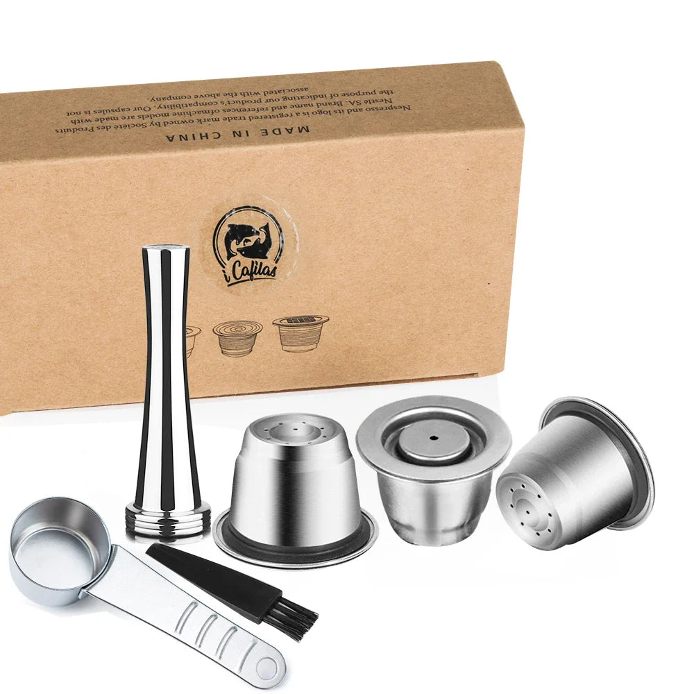 Steel reusable Nespresso pod in food-grade stainless steel for custom espresso brewing at home