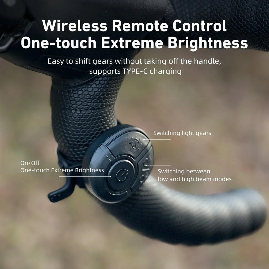 Ultra-bright 1600 lumen bike headlight with wireless remote control and GoPro compatible mounting bracket — view 5