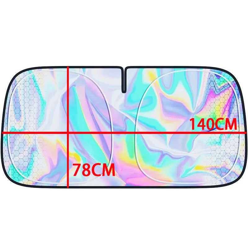 Foldable car windshield sun shade in black showing universal fit UV protection for vehicle interiors — view 4