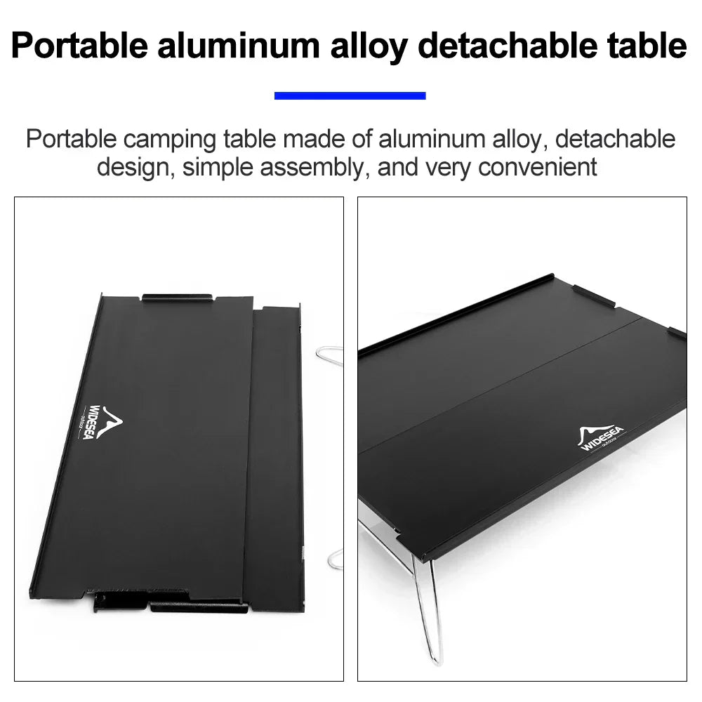Black ultra-light foldable camping table with Oxford cloth top and sturdy steel pipe frame — view 3