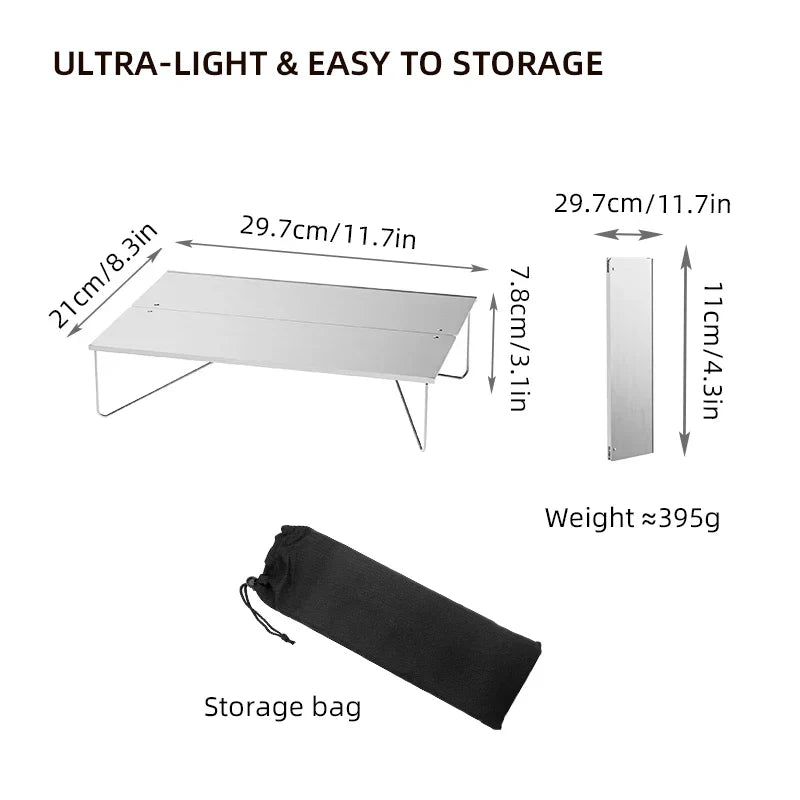 Ultralight outdoor folding table in aluminum alloy for camping picnics and travel — view 2