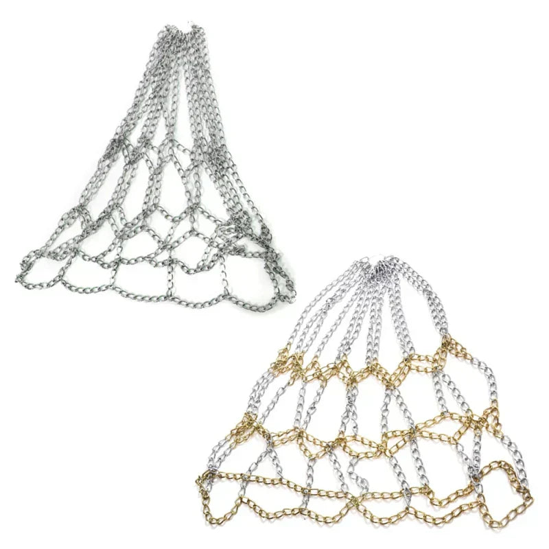 Heavy-duty galvanized steel chain basketball net with standard twelve-mesh hooks for outdoor hoops — view 2