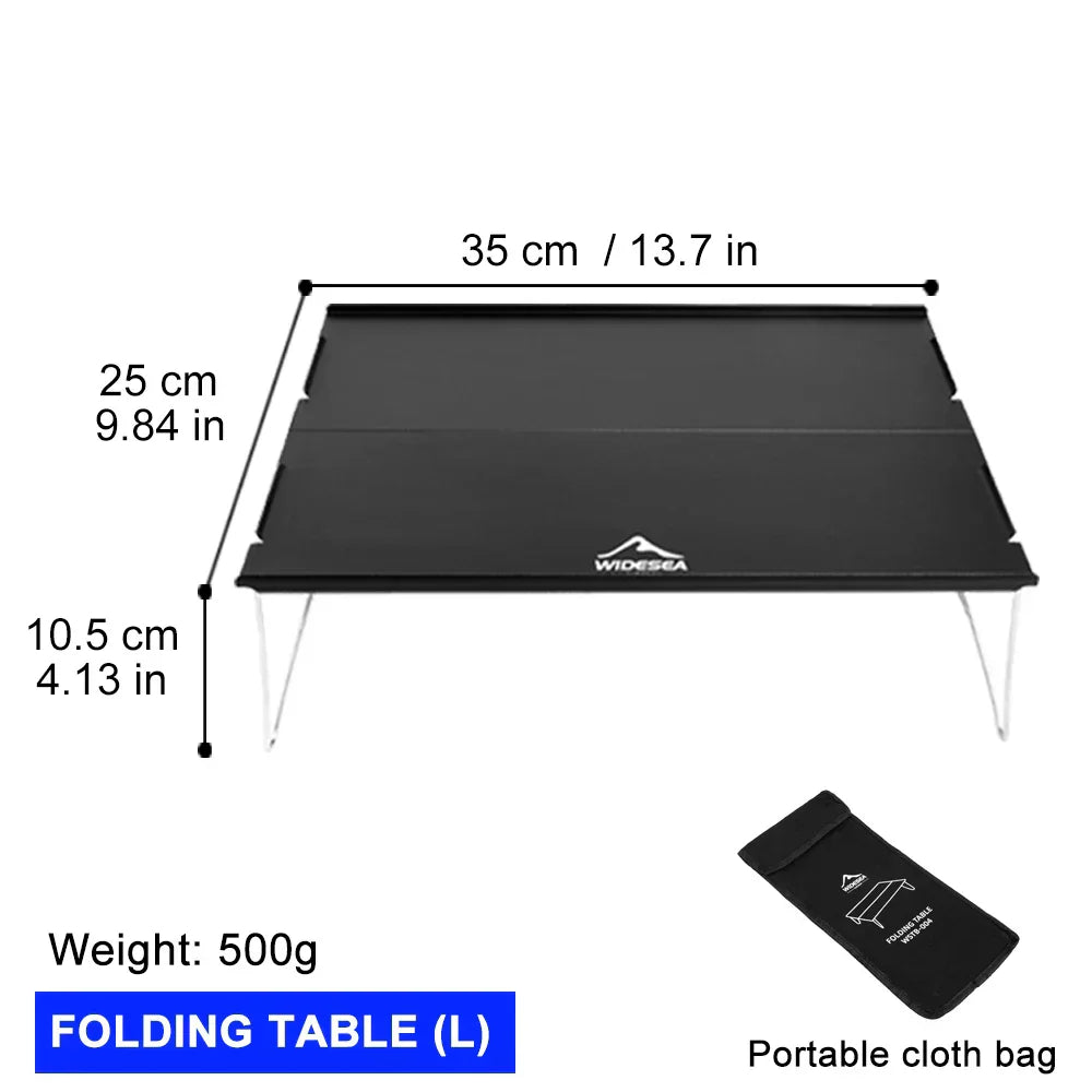 Black ultra-light foldable camping table with Oxford cloth top and sturdy steel pipe frame — view 2