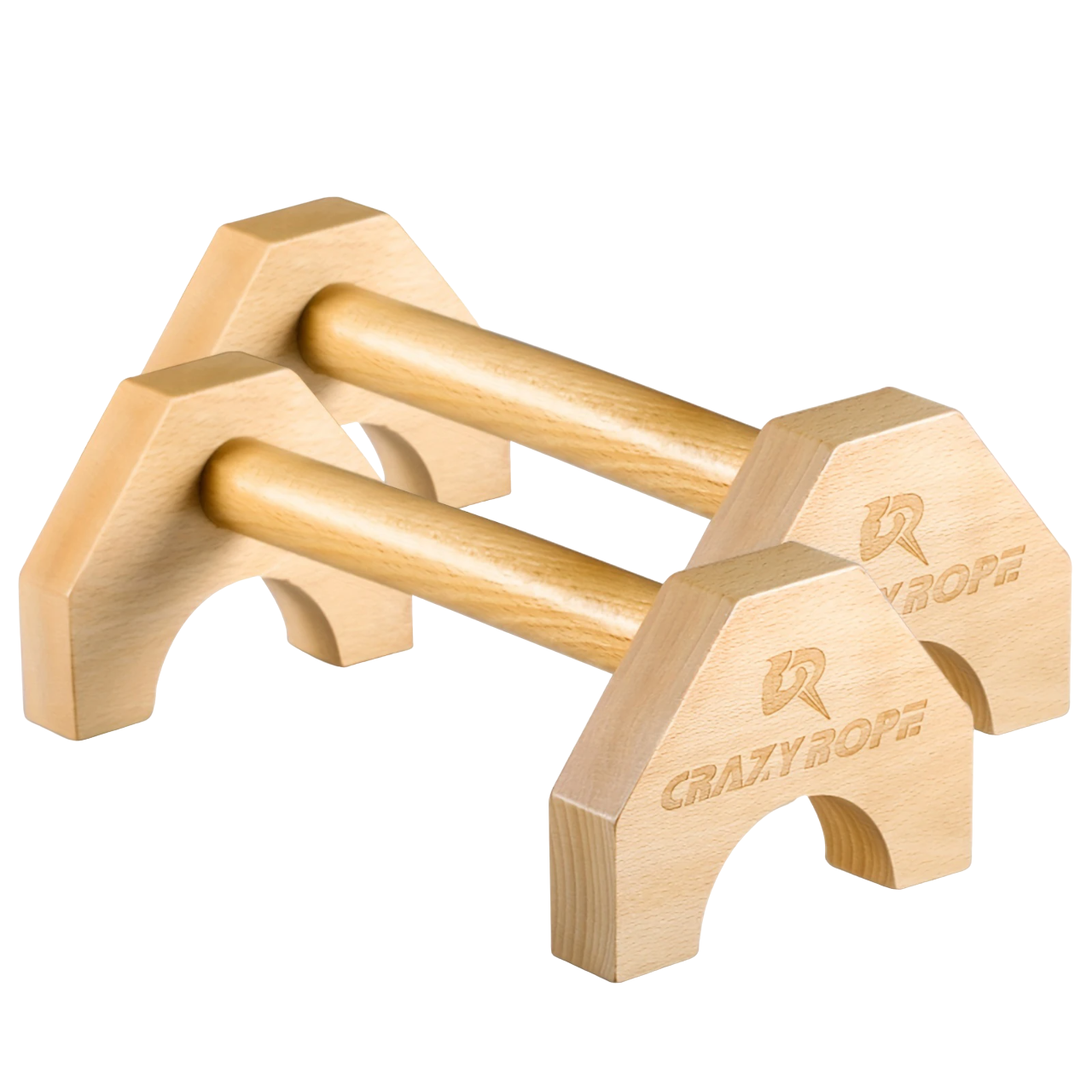 Premium wooden push-up bar stands for home gym fitness, strength training, and calisthenics workouts.