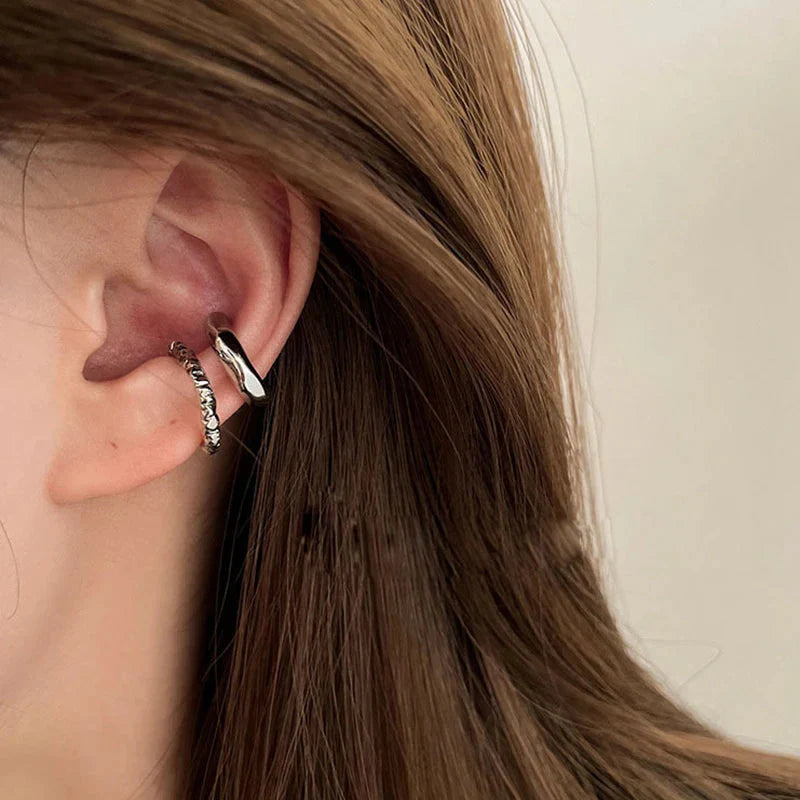 Irregular geometric metal ear cuff non piercing fake cartilage punk style earring for women — view 4