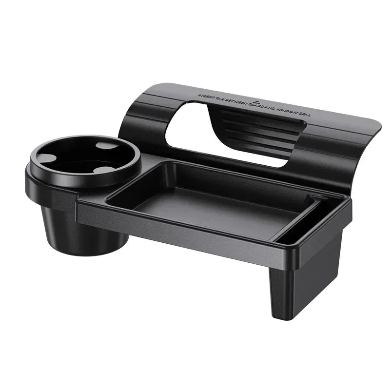 Black plastic multifunctional car side door hanging organizer with built in cup and phone holder