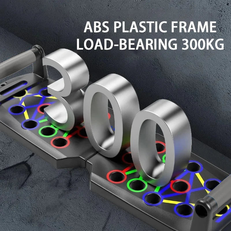 Foldable push-up board training system with color-coded zones and padded non-slip handle grips — view 3