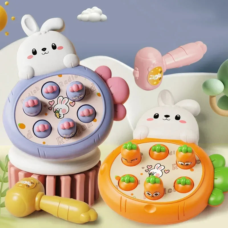 Educational carrot toy game with peeking rabbit, plastic playtime hammers, and bright interactive surface. — view 5