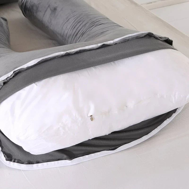 U-shaped multifunctional maternity pillow with a soft cotton cover for full body pregnancy support — view 5