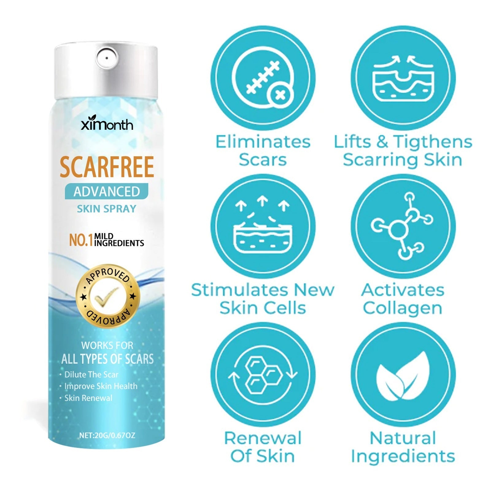 Scar Lightening Body Spray in a compact 20g travel bottle for smooth, radiant skin. — view 3