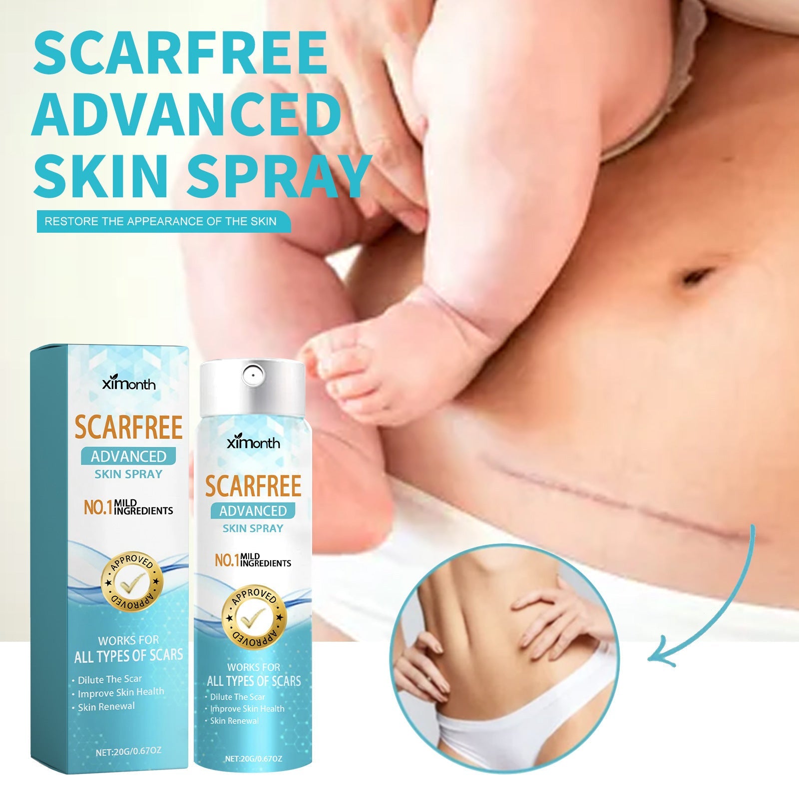 Scar Lightening Body Spray in a compact 20g travel bottle for smooth, radiant skin. — view 5