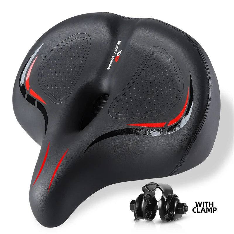 Oversized black artificial leather comfort bike seat with shock absorbing suspension balls — view 2
