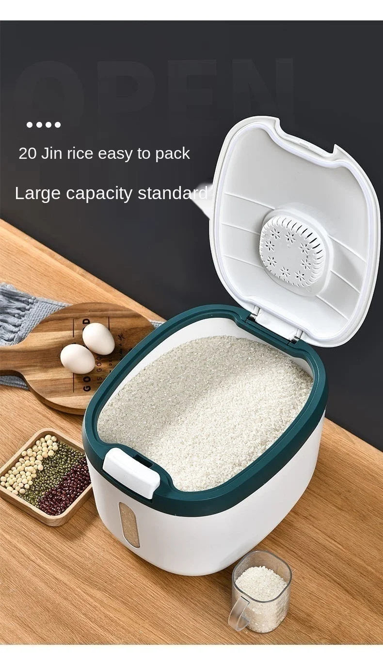 Nano-sealed kitchen food container, white stackable pest-proof storage bin for rice, grains, and pet food. — view 5