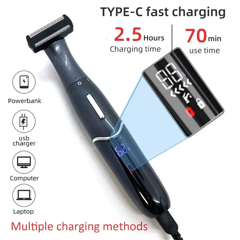 Black 7-in-1 electric epilator and precision shaver for wet and dry hair removal — view 5