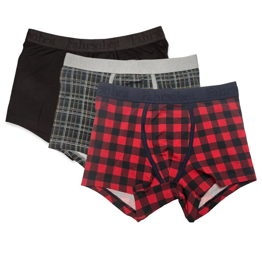 Men's premium cotton trunk underwear bundle featuring a smooth waistband with a raised logo design