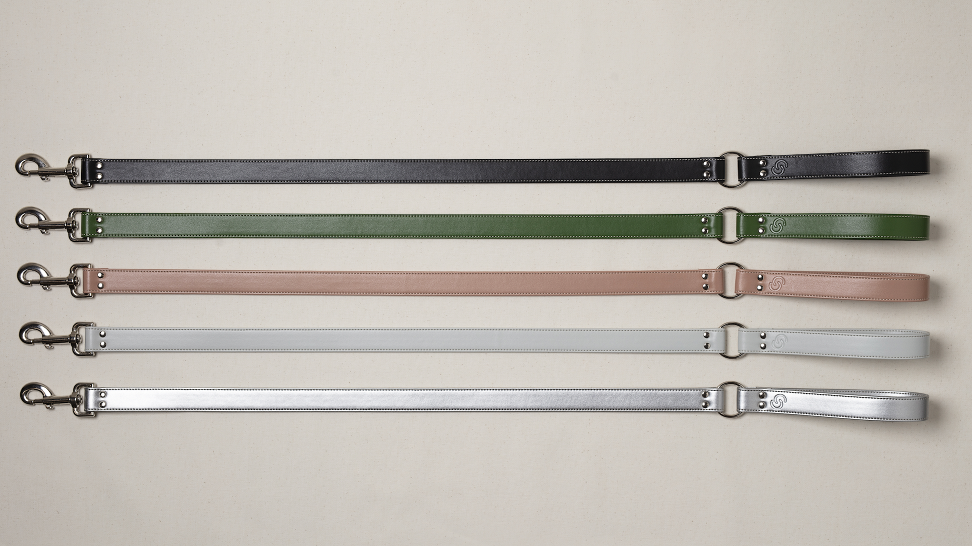 Blush pink vegan apple leather dog lead with metal clip for small to large dog breeds — view 3