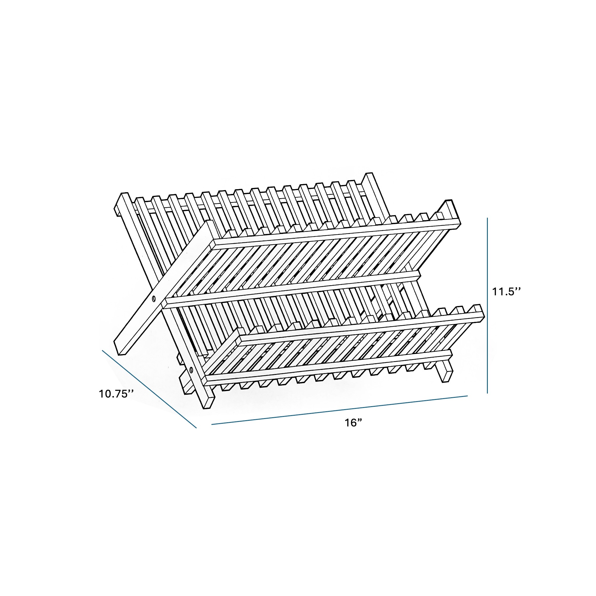Two-tier foldable natural bamboo dish drying rack organizing plates and cups on a kitchen counter — view 3