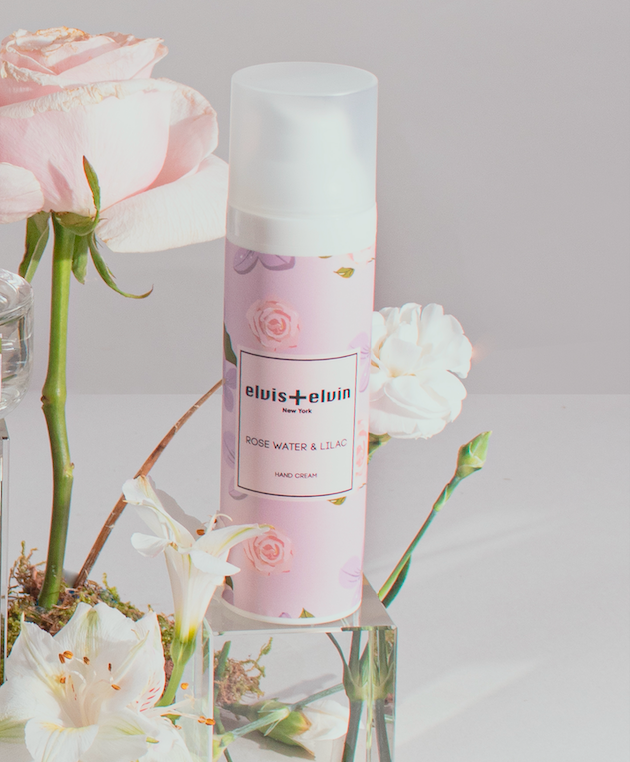 Rose water and lilac fragrance hand cream tube on a clean minimalist background — view 4