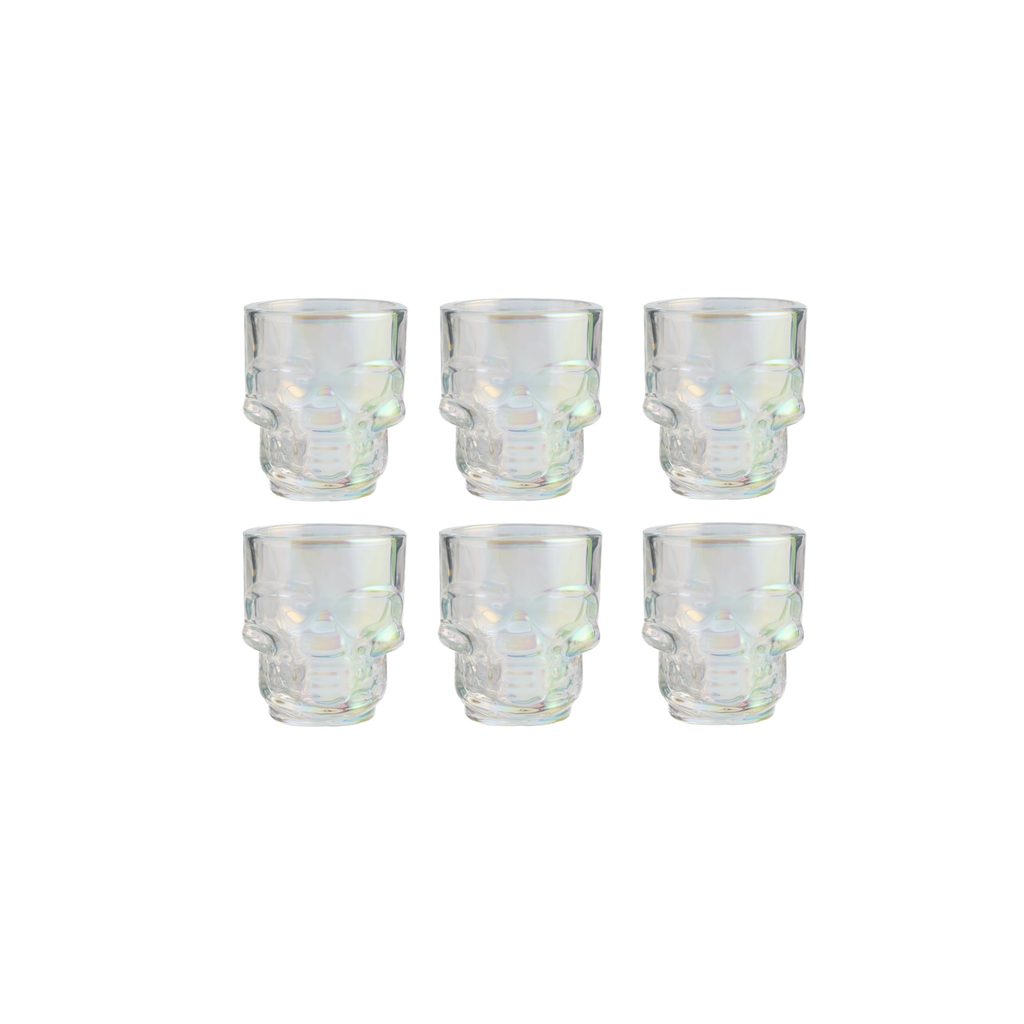 Set of 6 Skull Shot Glasses – 1.75 oz Glass Novelty Drinkware for Halloween Parties, Cocktail Bars & Home Decor-2