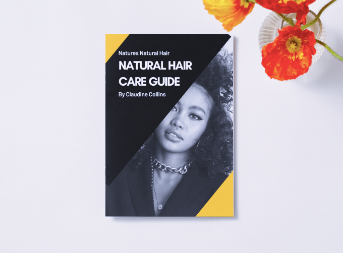 Digital eBook cover for natural hair care and growth guide with DIY treatments and routines