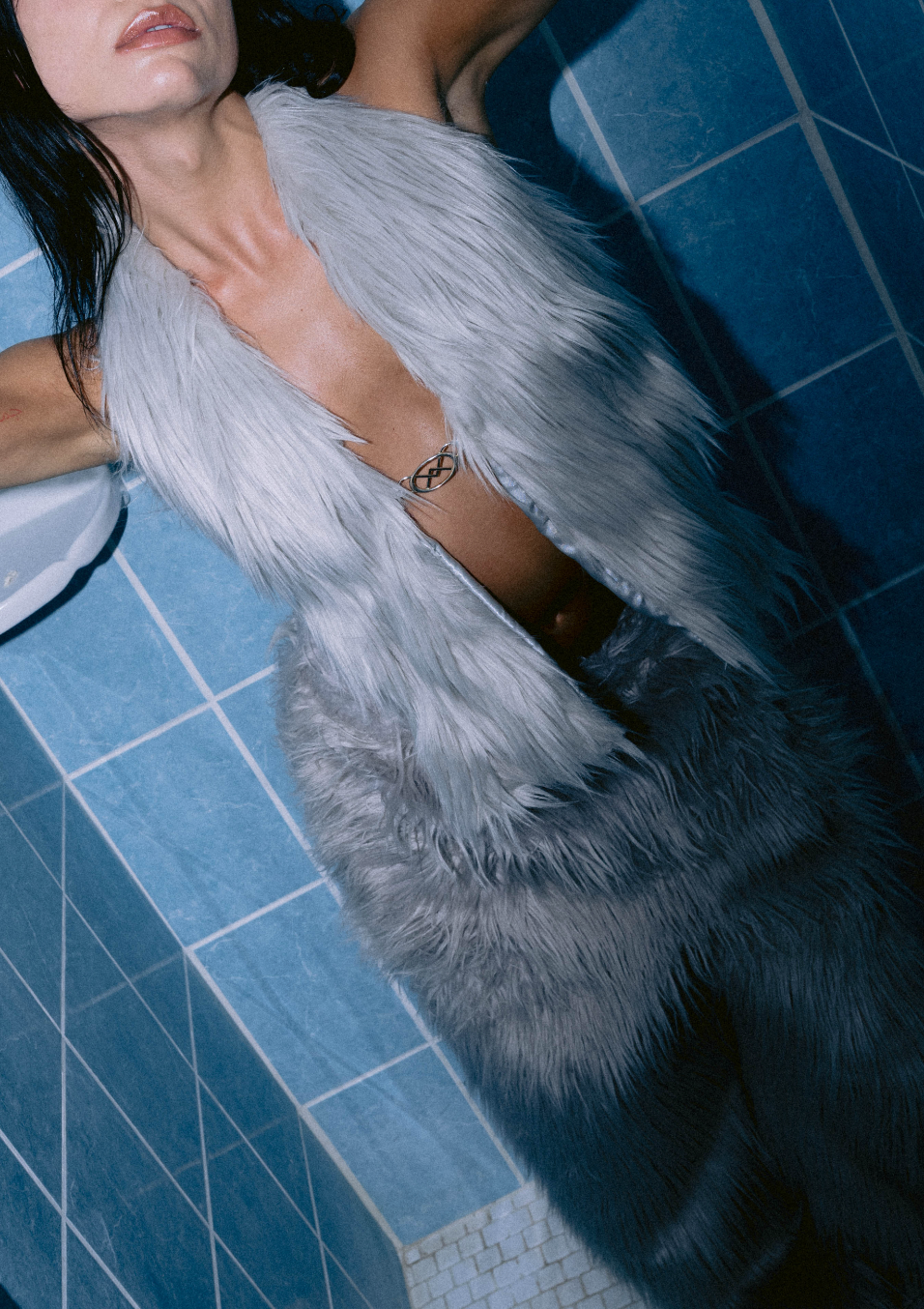 Faux Fur Backless Halter-1