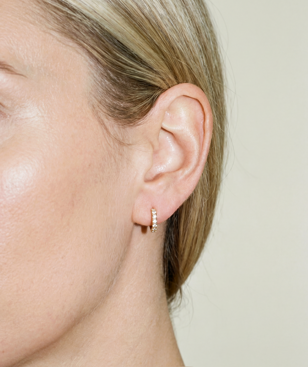 The Mini Pavé Huggie Earrings-1