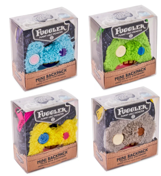 Fuggler mini backpack craft set featuring a quirky toothy monster face and hidden stationery accessories.
