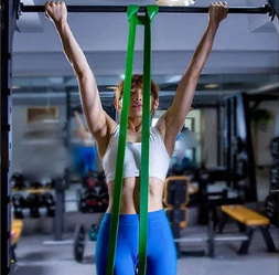 Green NNEOBA tough latex resistance band for strength training, pull-ups, and full body home workouts — view 3
