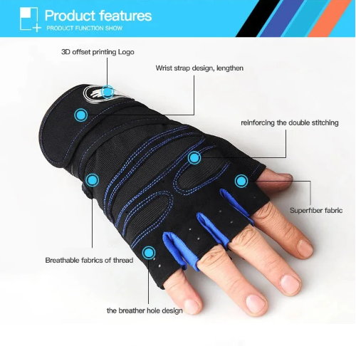Unisex gym gloves with adjustable wrist support straps and breathable black fabric for heavy weightlifting — view 3