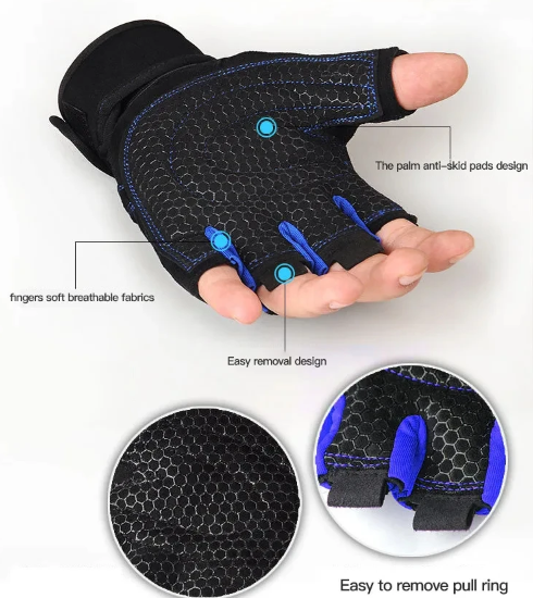 Unisex gym gloves with adjustable wrist support straps and breathable black fabric for heavy weightlifting — view 4