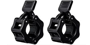 Black nylon quick release barbell clamps for secure weightlifting and strength training on 25mm bars — view 5