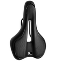 Shockproof bike saddle in black leather with polyurethane foam and sturdy aluminum alloy seat bow