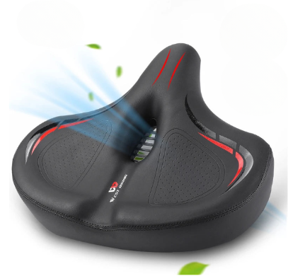 Oversized black artificial leather comfort bike seat with shock absorbing suspension balls